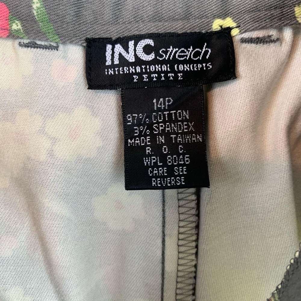 INC INTERNATIONAL CONCEPTS Gray Floral Stretch‎ Cropped Pants Sz 14P - Picture 7 of 8